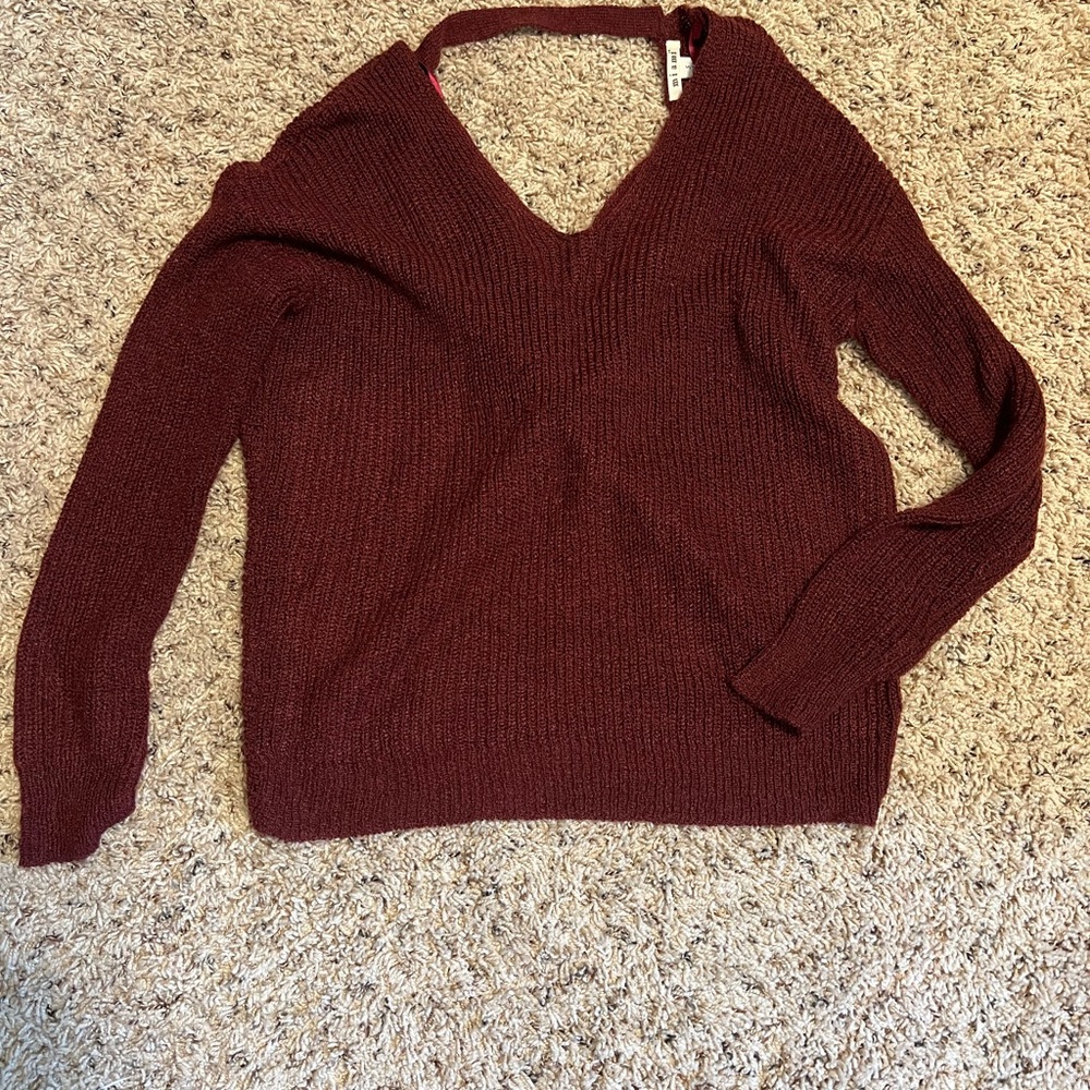 Miami Burgundy V-Neck Sweater